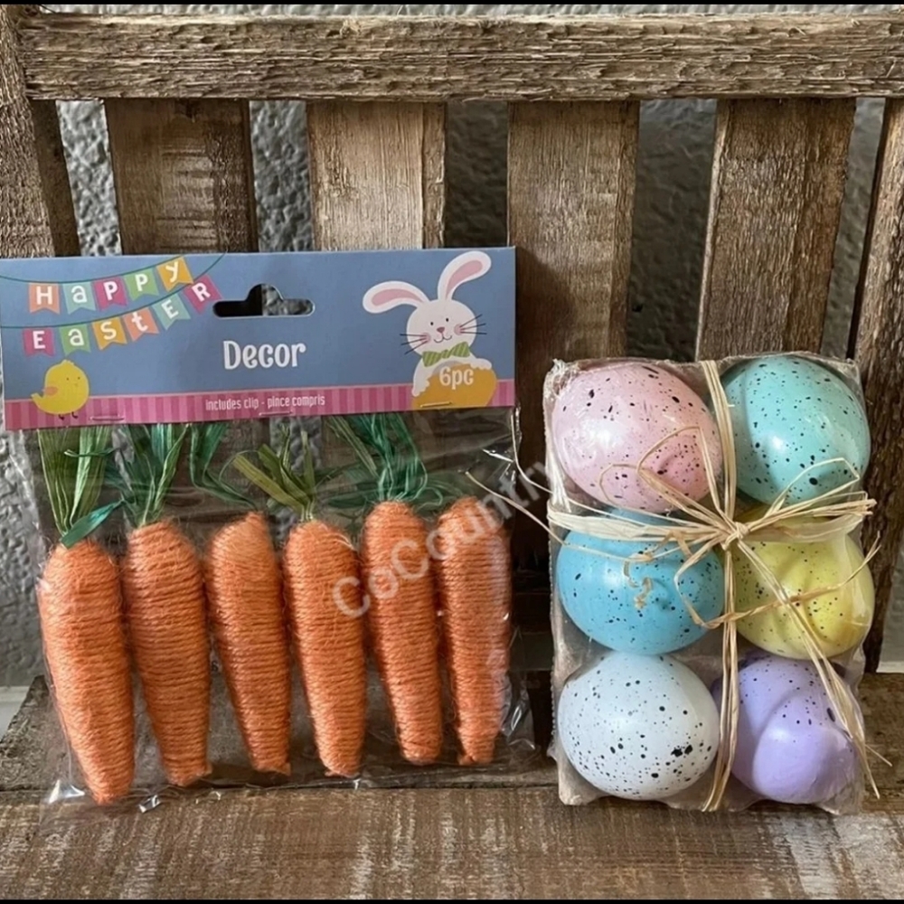 Tiered Tray Easter Decor Carrots/Eggs